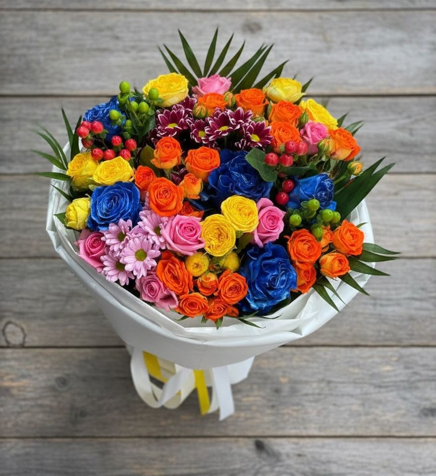 Букет цветов из: Розы и Хризантемы в Борисоглебске