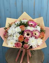 Букет цветов из:  Розы, Герберы и Хризантемы в Борисоглебске