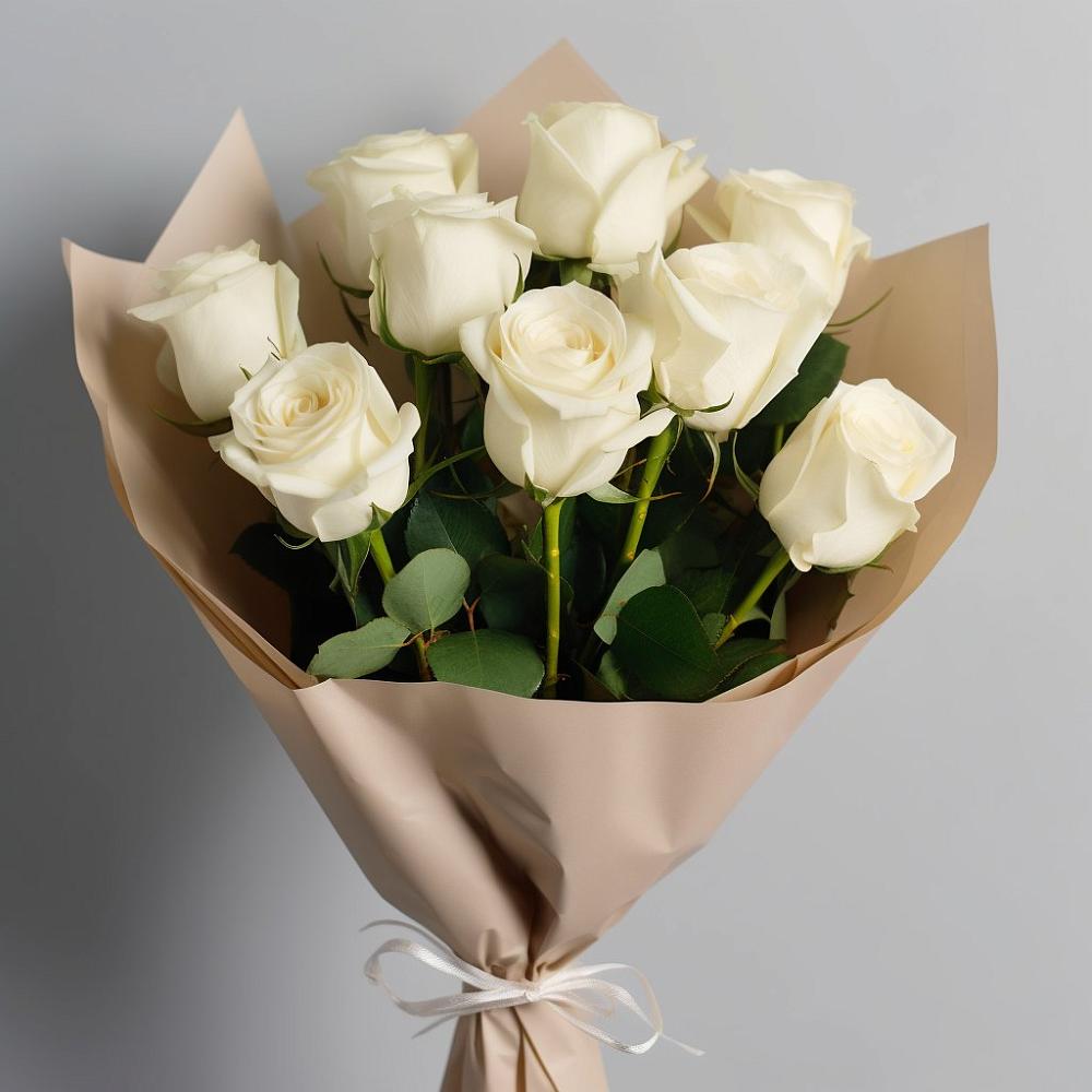 Букет 9 Белых роз Эдлесс Лав в Борисоглебске