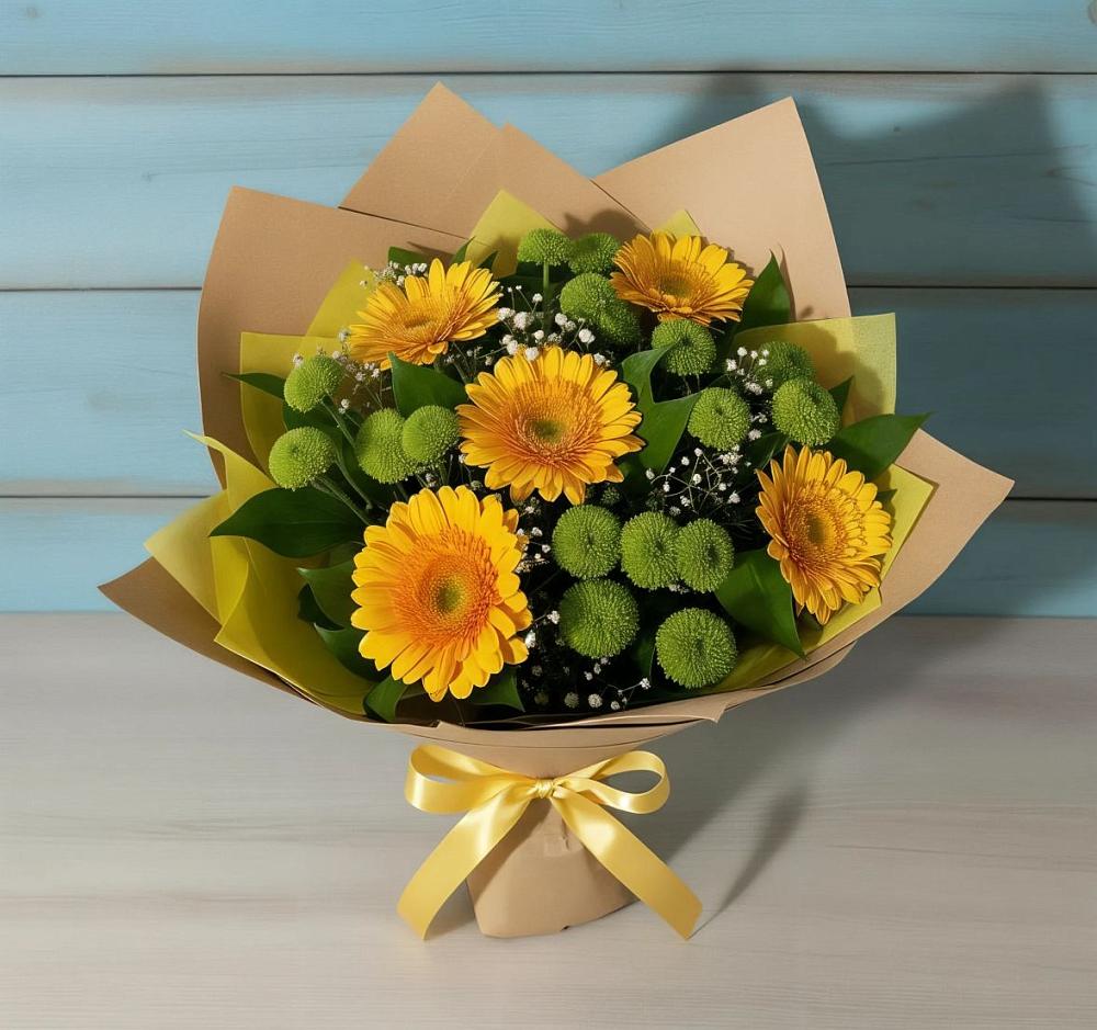 Букет цветов из: Герберы и Хризантемы в Борисоглебске