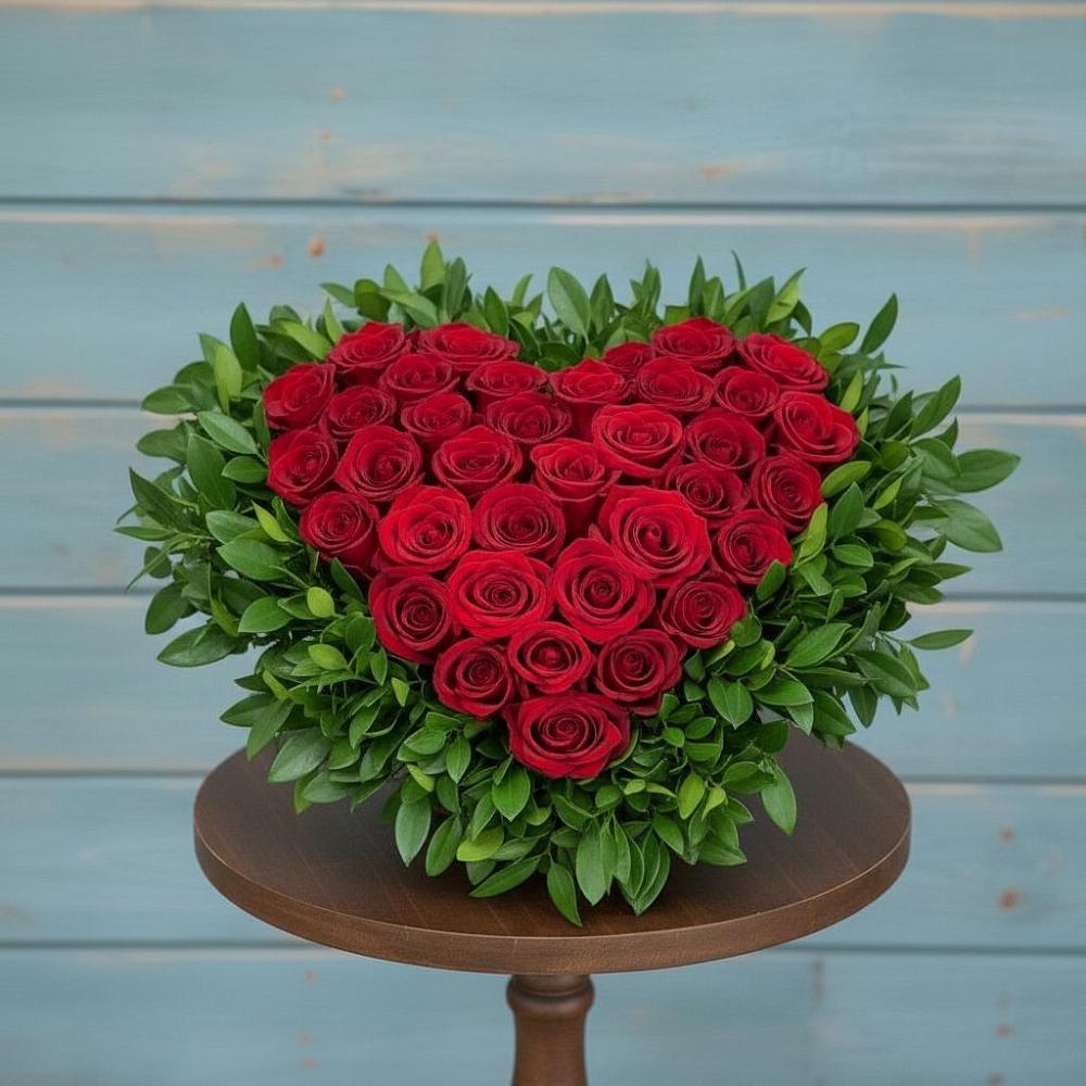 Цветочная композиция из Розы в виде сердца в Борисоглебске