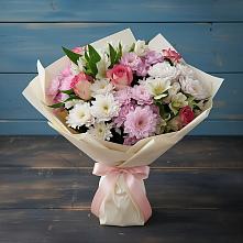 Букет цветов из:  Хризантемы, Альстромерии и Розы в Борисоглебске