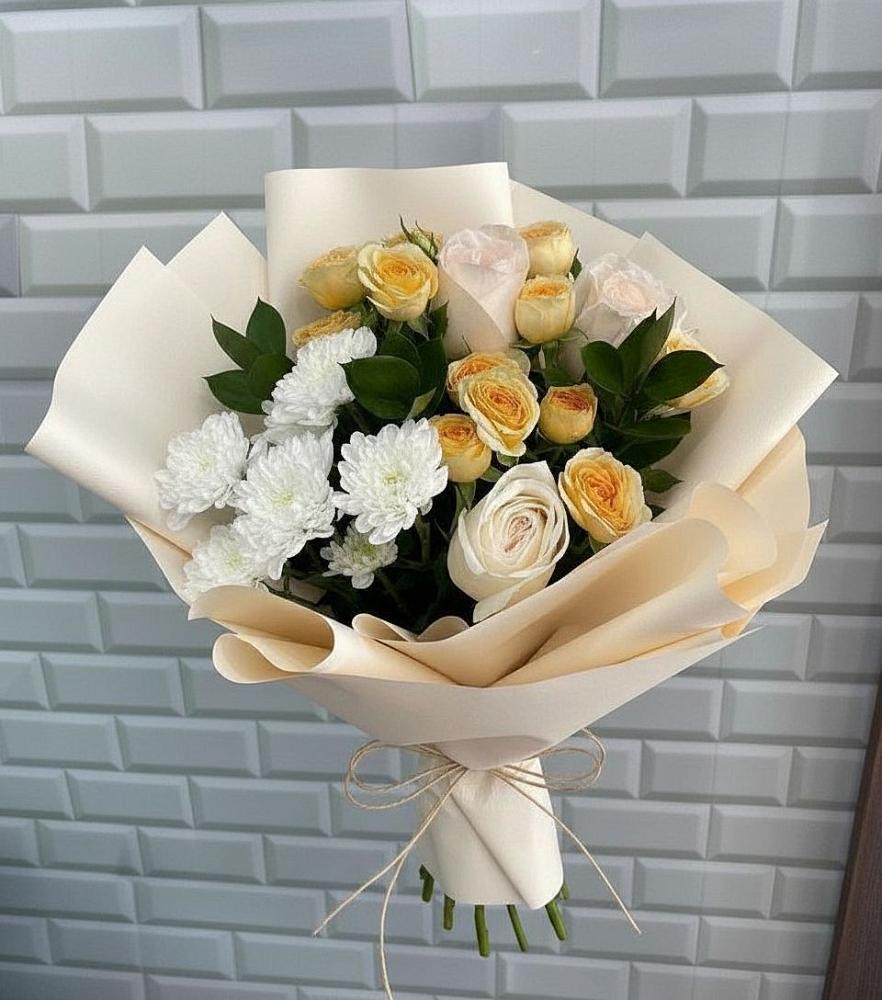 Букет цветов из: Розы и Хризантемы в Борисоглебске