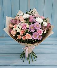 Букет цветов из:  Хризантемы, Розы и Альстромерии в Борисоглебске