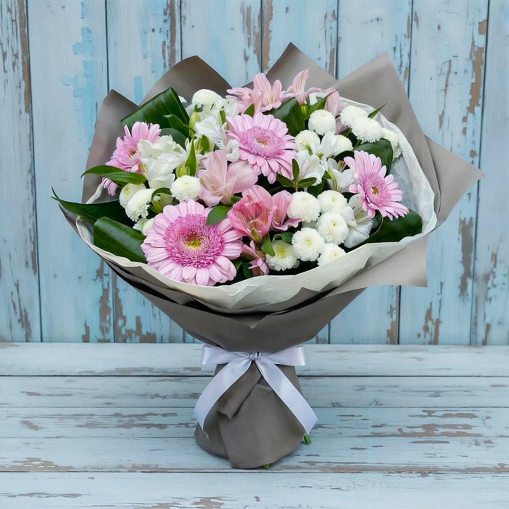 Букет цветов из: Герберы, Альстромерии и Хризантемы в Борисоглебске